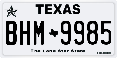 TX license plate BHM9985