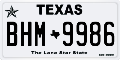 TX license plate BHM9986