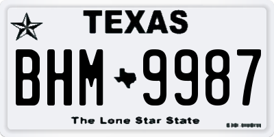 TX license plate BHM9987