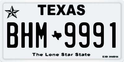 TX license plate BHM9991
