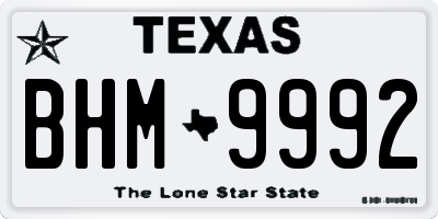 TX license plate BHM9992