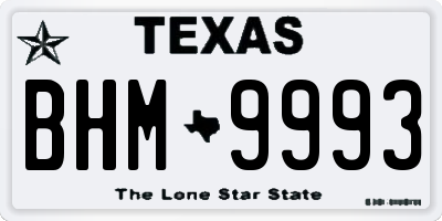 TX license plate BHM9993