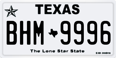 TX license plate BHM9996
