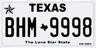 TX license plate BHM9998