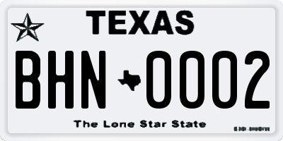 TX license plate BHN0002
