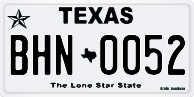 TX license plate BHN0052