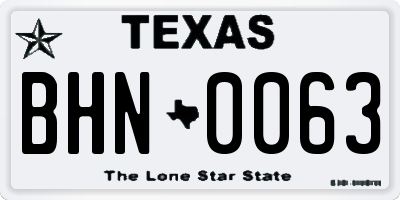 TX license plate BHN0063