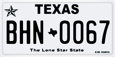 TX license plate BHN0067
