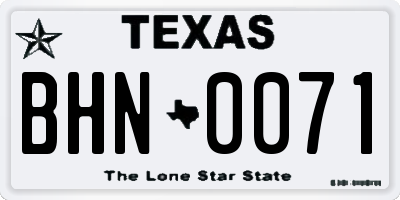 TX license plate BHN0071