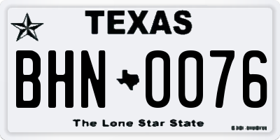 TX license plate BHN0076