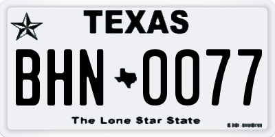 TX license plate BHN0077