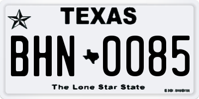 TX license plate BHN0085