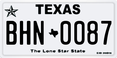 TX license plate BHN0087