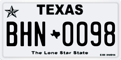TX license plate BHN0098