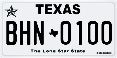 TX license plate BHN0100