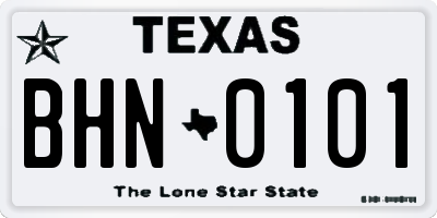 TX license plate BHN0101