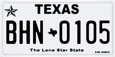 TX license plate BHN0105