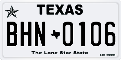 TX license plate BHN0106