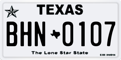 TX license plate BHN0107