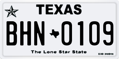 TX license plate BHN0109
