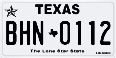 TX license plate BHN0112