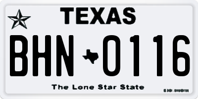 TX license plate BHN0116