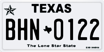 TX license plate BHN0122