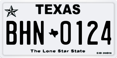 TX license plate BHN0124