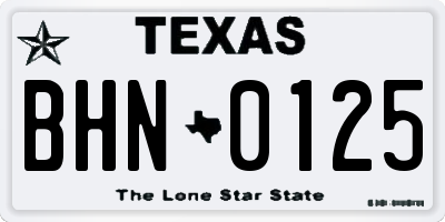 TX license plate BHN0125