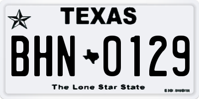 TX license plate BHN0129