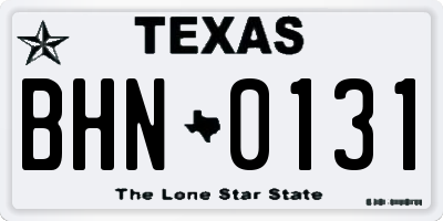 TX license plate BHN0131
