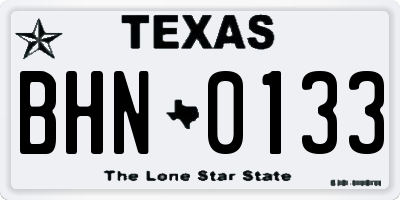 TX license plate BHN0133