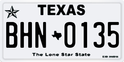 TX license plate BHN0135