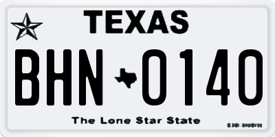 TX license plate BHN0140