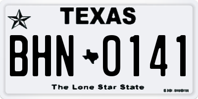TX license plate BHN0141