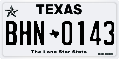 TX license plate BHN0143