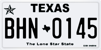 TX license plate BHN0145