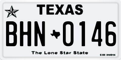 TX license plate BHN0146