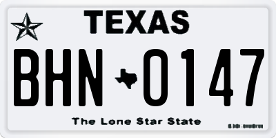 TX license plate BHN0147
