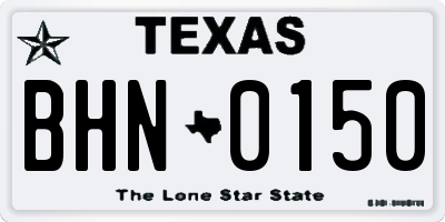 TX license plate BHN0150
