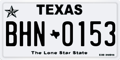 TX license plate BHN0153