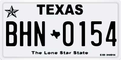 TX license plate BHN0154