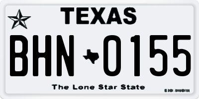TX license plate BHN0155