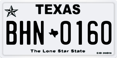 TX license plate BHN0160