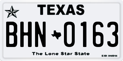 TX license plate BHN0163