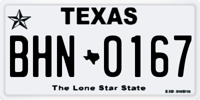 TX license plate BHN0167