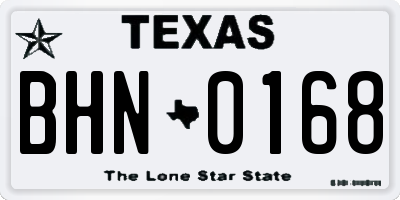 TX license plate BHN0168