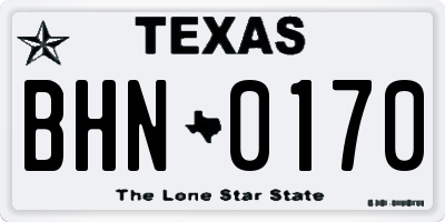 TX license plate BHN0170