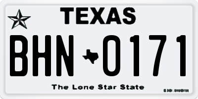 TX license plate BHN0171
