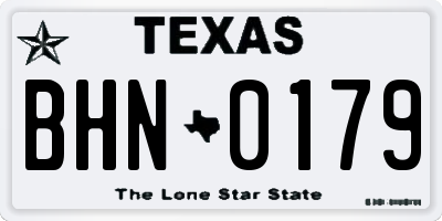 TX license plate BHN0179